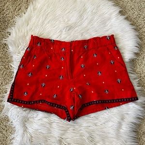 {LOFT} Embroidered Detail Shorts in Red - Women's Small